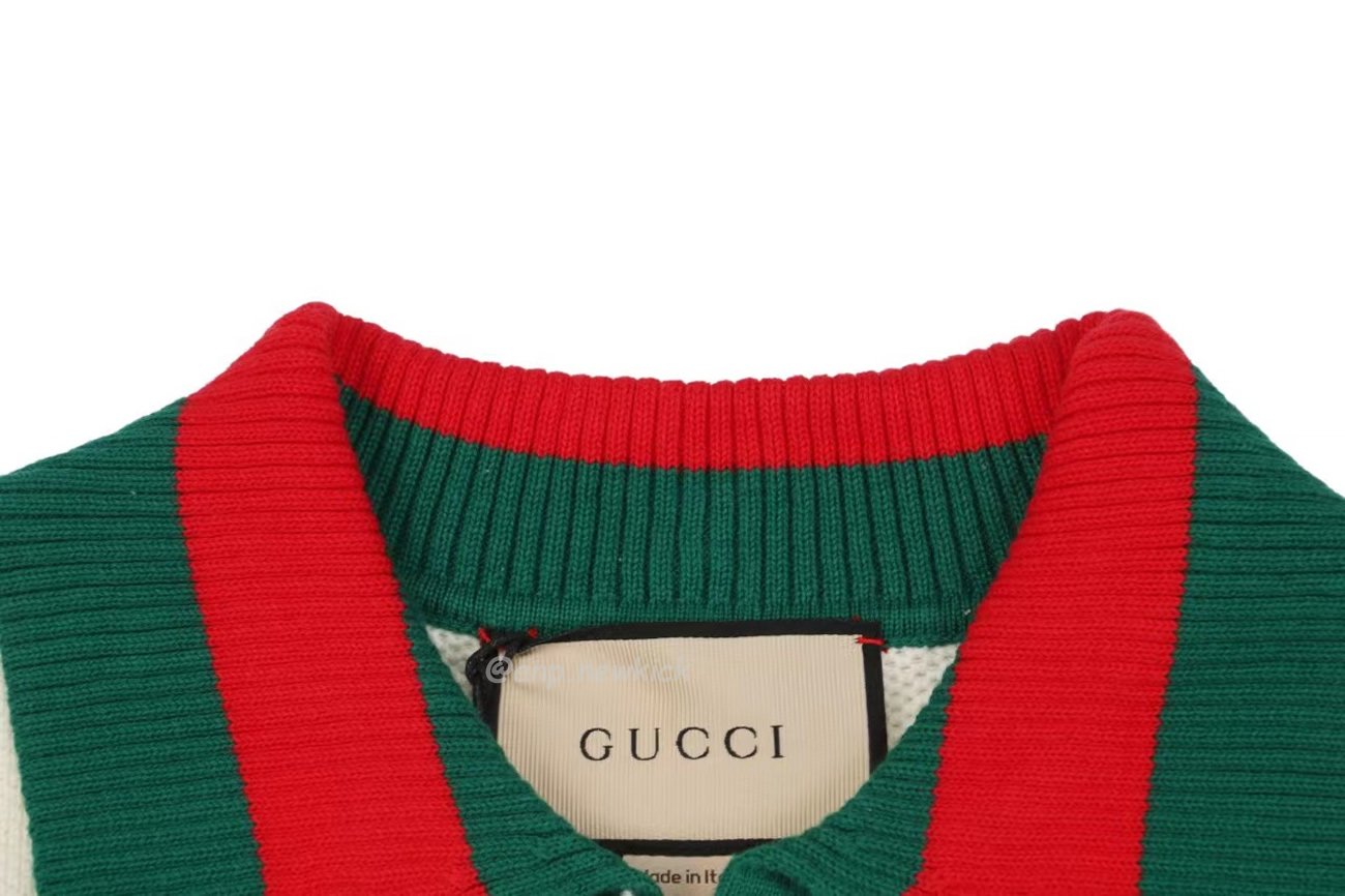 Gucci Logo Appliqued Striped Cotton Polo Shirt (7) - newkick.org